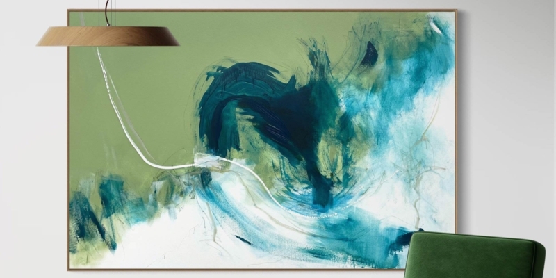 Wall Art: Oversized Abstract Canvas in Teal & Sage