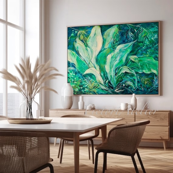 Wall Art Oversized Botanical Art Organic Modern Framed Green Leaf Print