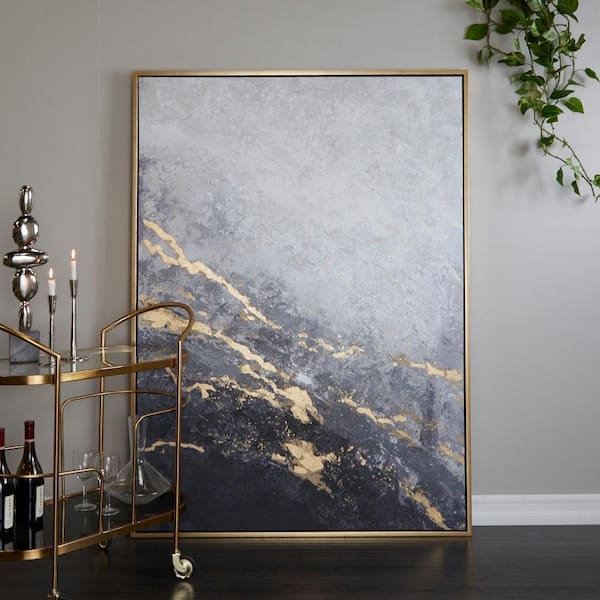 Wall Art: Oversized Geode Design, Gold Veining, Modern Glam Style
