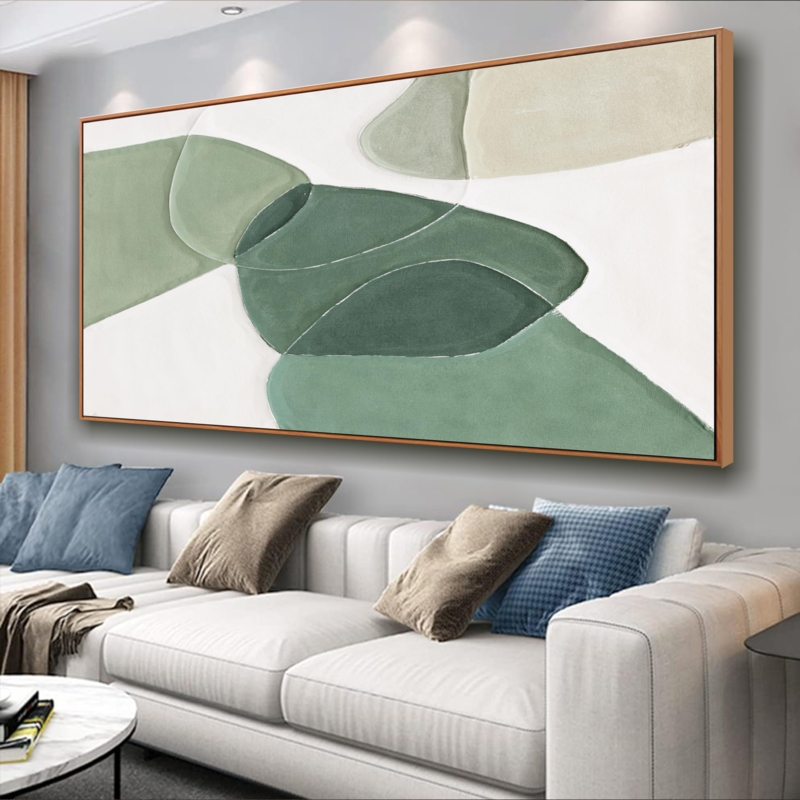 Wall Art Oversized Horizontal Canvas, Organic Color Block Line Prints.