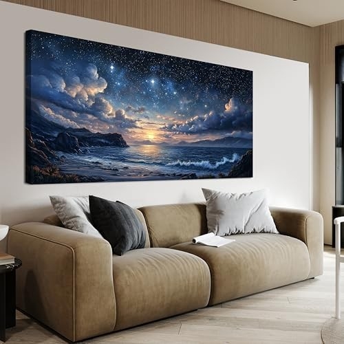 Wall Art Oversized Horizontal Landscape Coastal Sunset Canvas