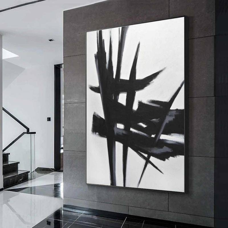 Wall Art: Oversized Minimalist Black & White Abstract Canvas