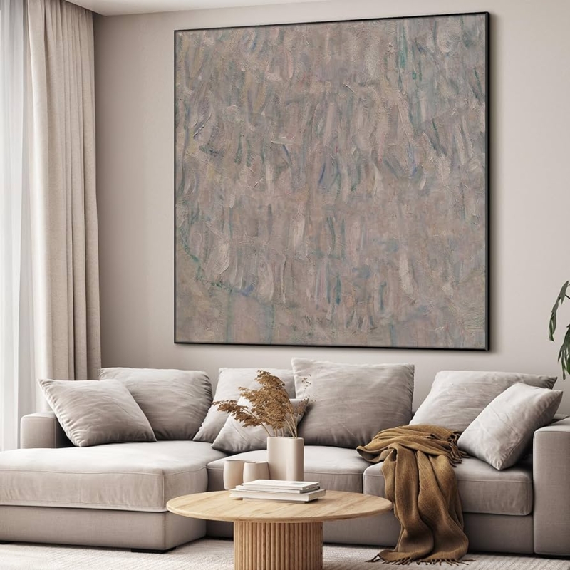 Wall Art: Oversized Neutral Abstract Square Art with Tonal Layering.