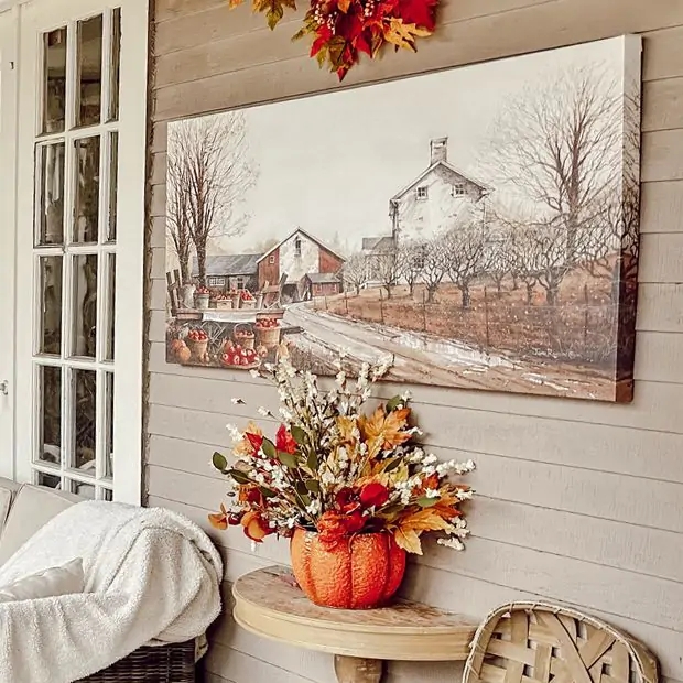Wall Art Oversized Rustic Farmhouse Landscape Wrapped Canvas Seasonal
