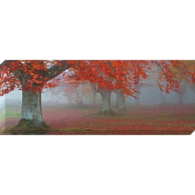 Wall Art: Panoramic Autumn Forest Canvas Print Misty Depth Orange