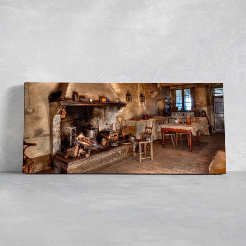 Wall Art Panoramic Farmhouse Kitchen Canvas Kitchen Scene