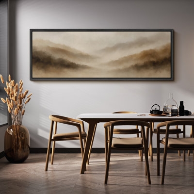 Wall Art Panoramic Misty Mountain Print Neutral Abstract Landscape