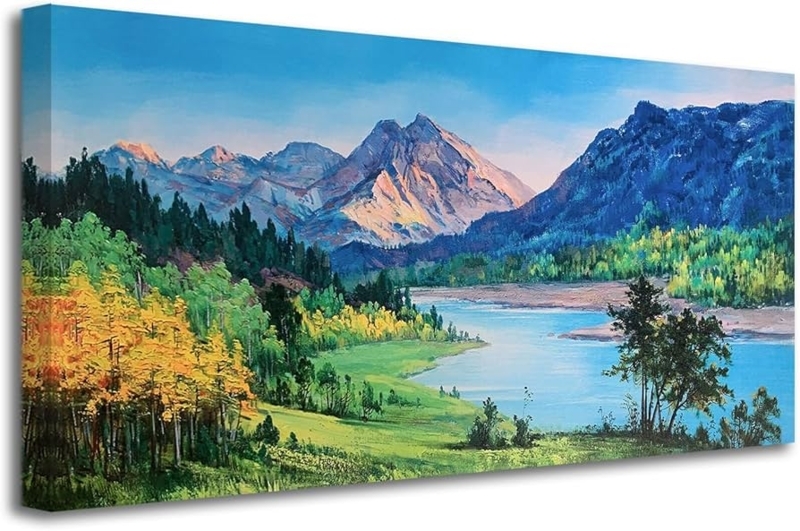 Wall Art Panoramic Mountain Landscape Autumn Colors Decor