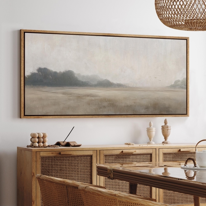 Wall Art: Panoramic Scale Misty Landscape, Organic Modern Style