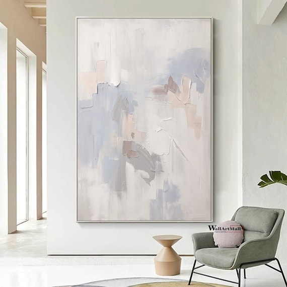 Wall Art Pastel Palette Impasto Texture Vertical Canvas Painting