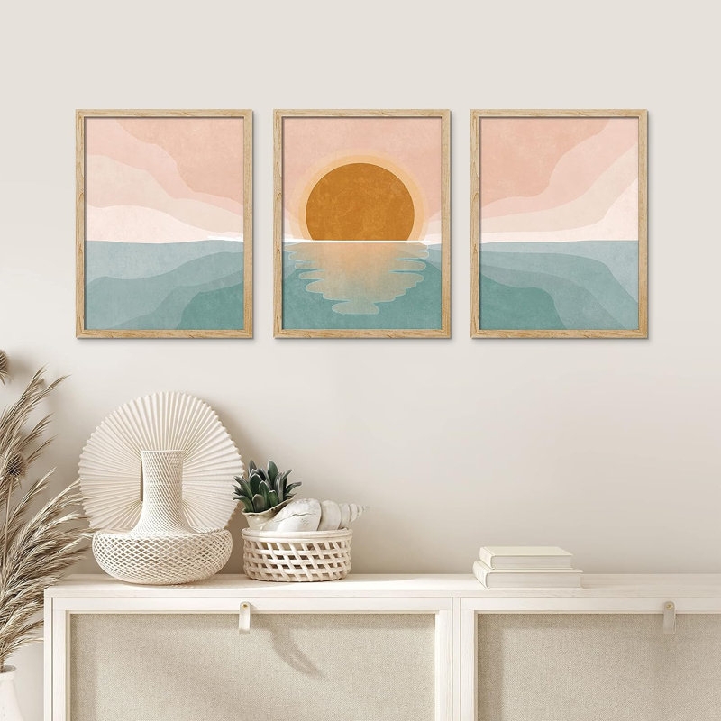 Wall Art Pastel Sunset Triptych Three Piece Abstract Nature