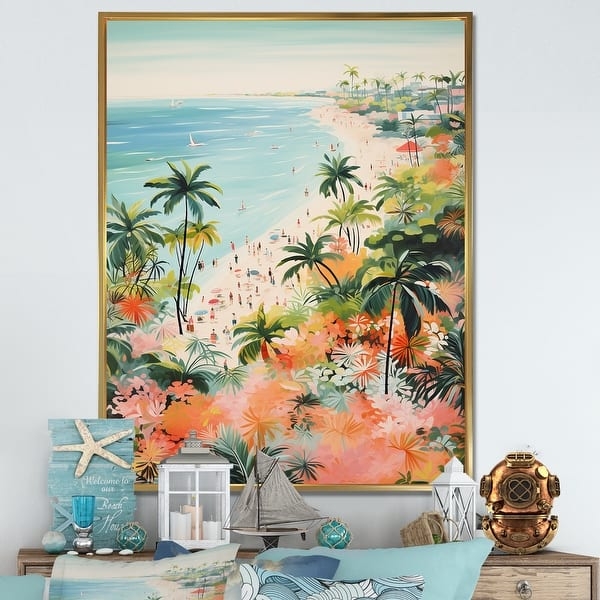 Wall Art Pastel Tropical Decor Gold Finish Nautical Styling