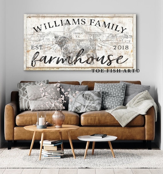 Wall Art Personalized Text Custom Family Sign Sketch Illustration Rustic
