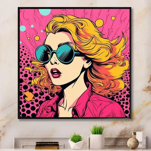 Wall Art: Pop Art Portrait, Framed Print with Retro Ben-Day Dot Background