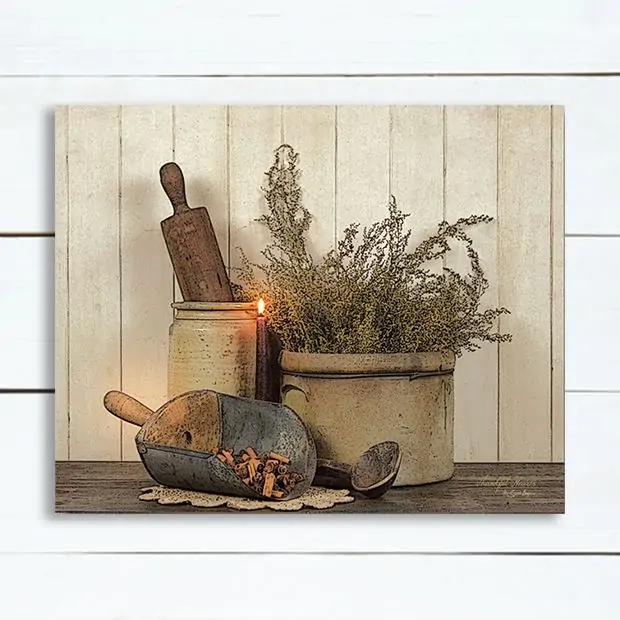 Wall Art Primitive Farmhouse Kitchen Art Still Life Canvas Texture