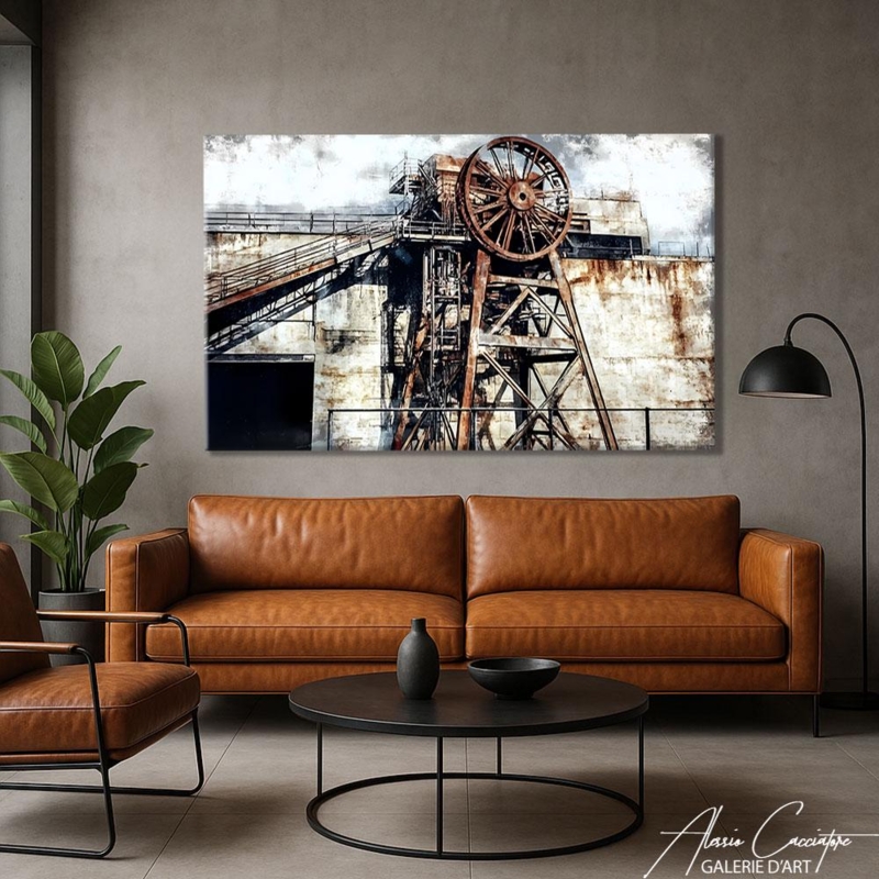 Wall Art Print: Oversized Rusted Wheel Industrial, Steampunk Decor
