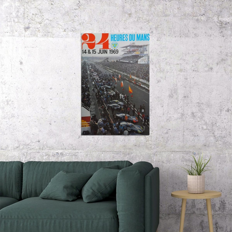 Wall Art Retro Racing Poster Industrial Concrete Living Room