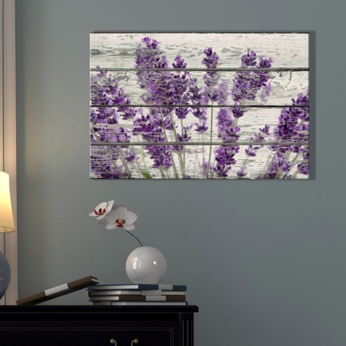 Wall Art Rustic Lavender Print Vintage Wood Background Farmhouse Canvas