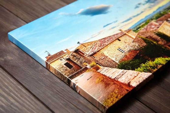 Wall Art Rustic Stone House Print Wrapped Edges Matte Finish
