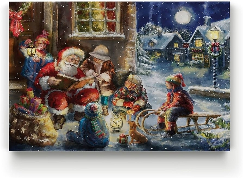 Wall Art, Santa Claus Theme, Lantern Glow, Storytime Santa Decor