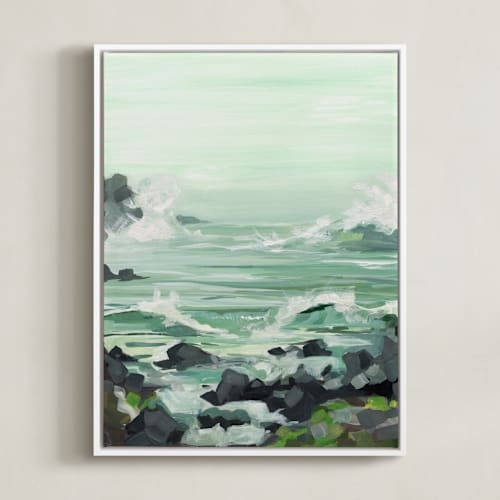 Wall Art Seafoam Green Palette Impressionistic Seascape Float Frame.