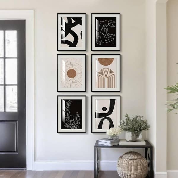 Wall Art Set 6 Piece Grid Layout Boho Modern Abstract