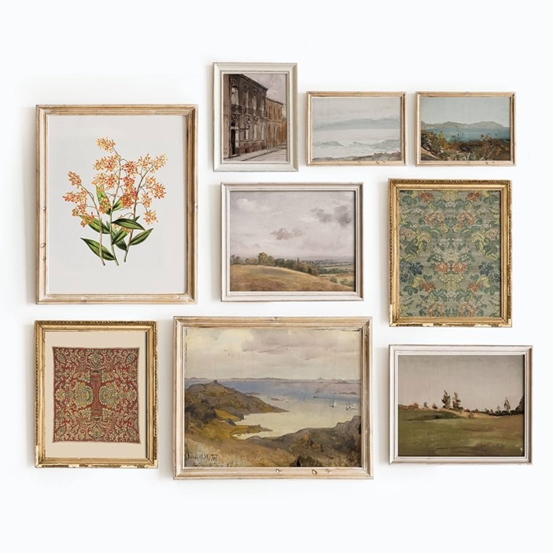 Wall Art Set: 9-Piece French Country Gallery with Mixed Media Subjects