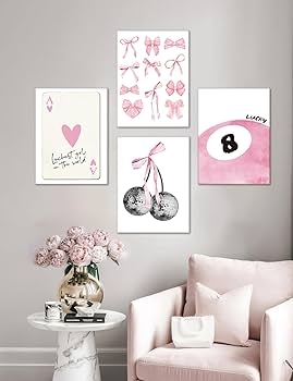 Wall Art Set Coquette Bows Preppy Gallery Prints