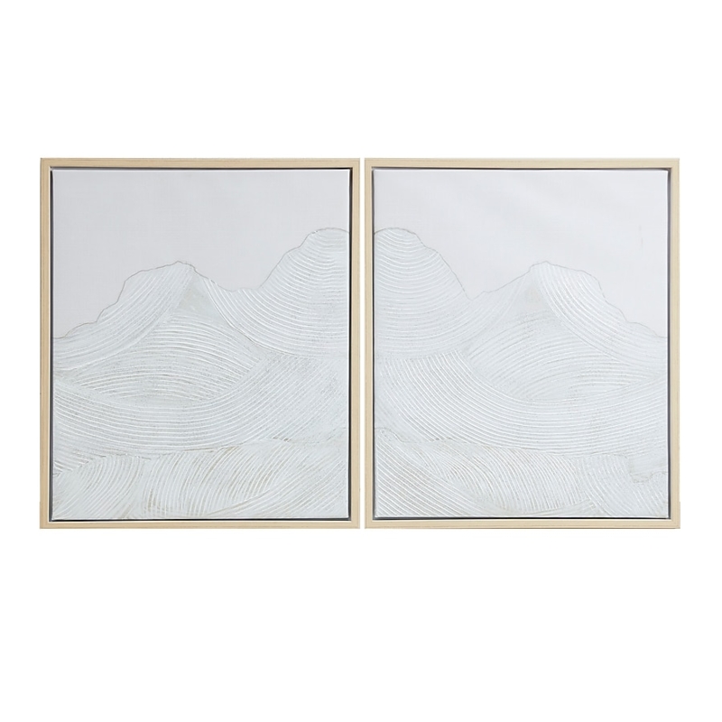 Wall Art Set Desert Dunes Canvas Impasto Texture Wave Pattern Two Piece