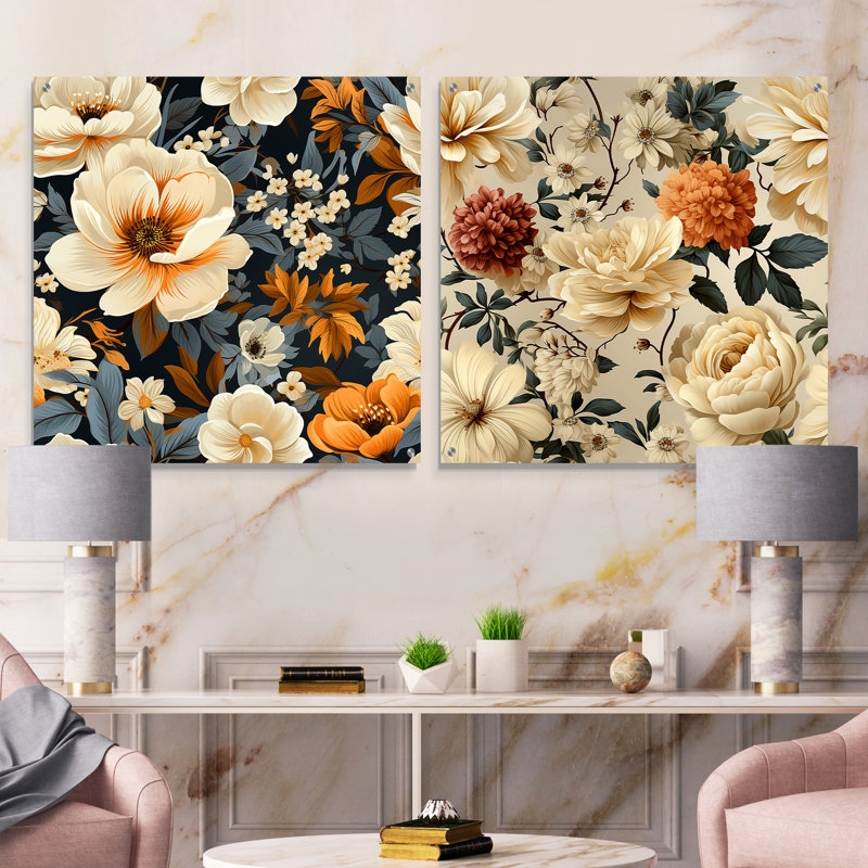 Wall Art Set Frameless Acrylic Design Oversized Botanicals High Gloss