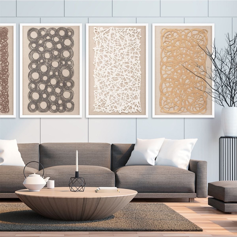 Wall Art Set: Handmade Paper Texture, Oversized Four-Piece