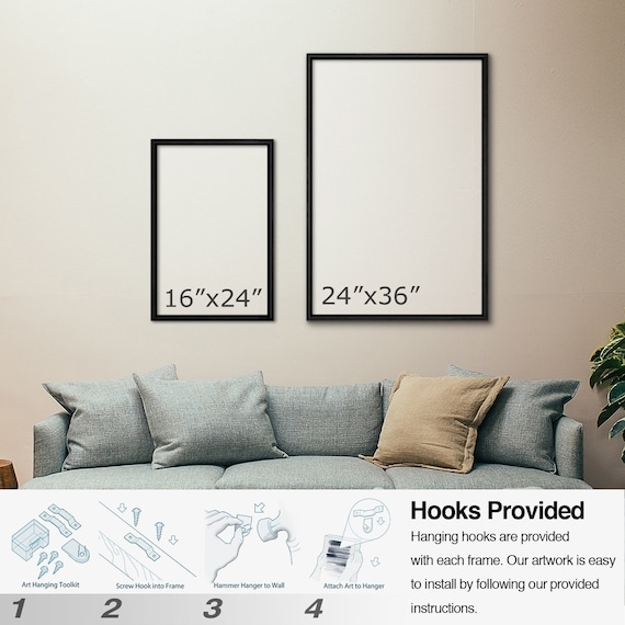 Wall Art Set of Two Framed Different Sizes Grunge Abstract Black Decor