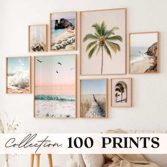 Wall Art Set Pastel Beach Photography Bundle Multi Size