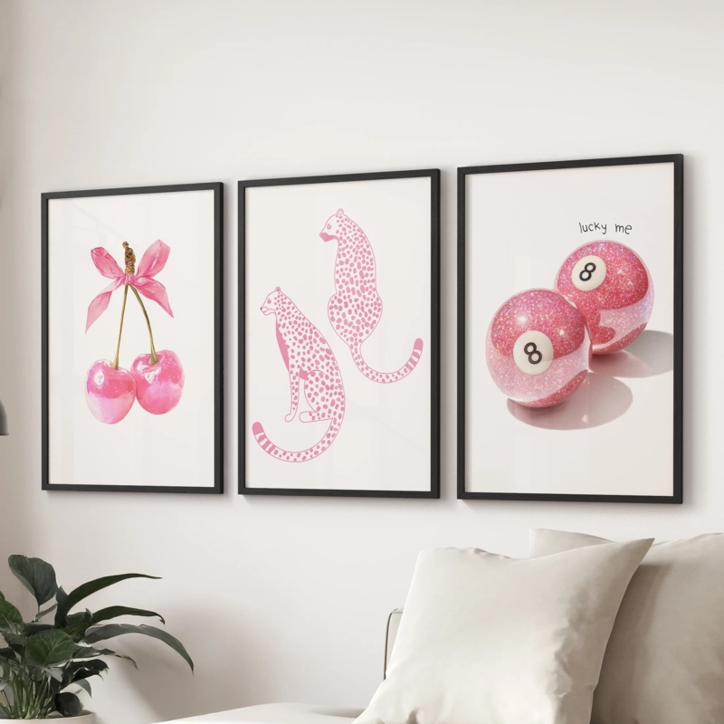 Wall Art Set Pop Art Gallery Preppy Living Room Glitter