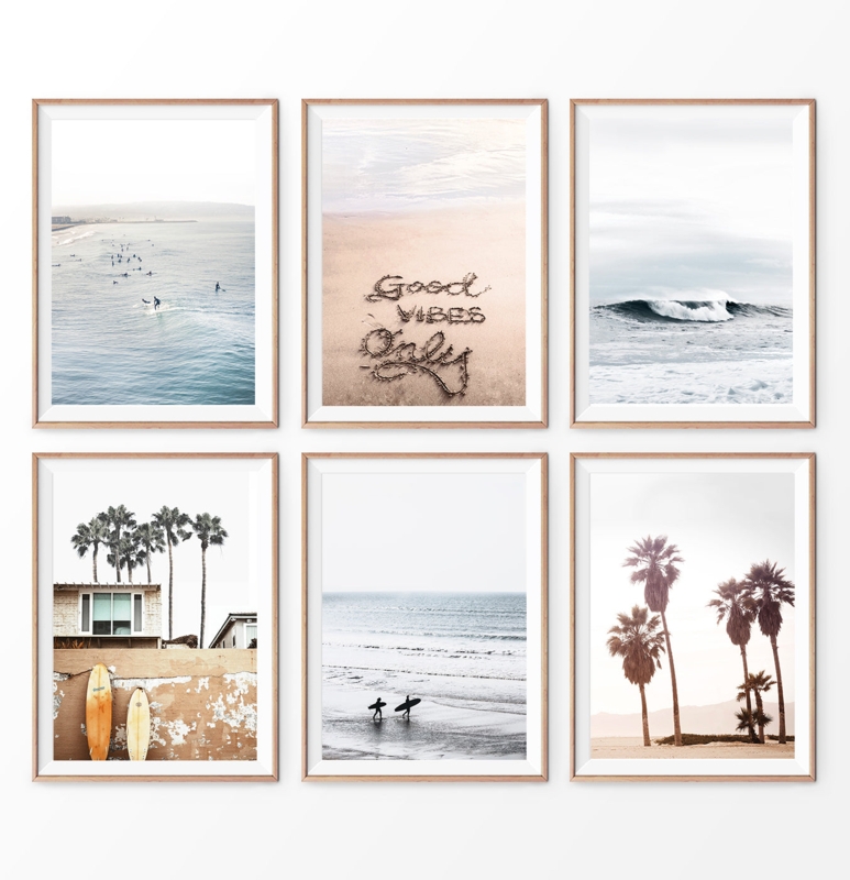 Wall Art Set Surf Photography Six Piece Surf Culture Framed