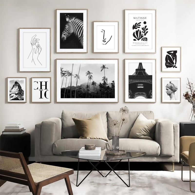 Wall Art Set: Ten Piece Wood Framed Print Collection, Mixed Media
