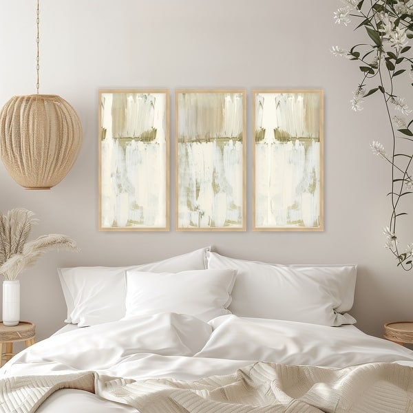 Wall Art Set Textured Abstract Prints Triptych Layout Neutral Palette