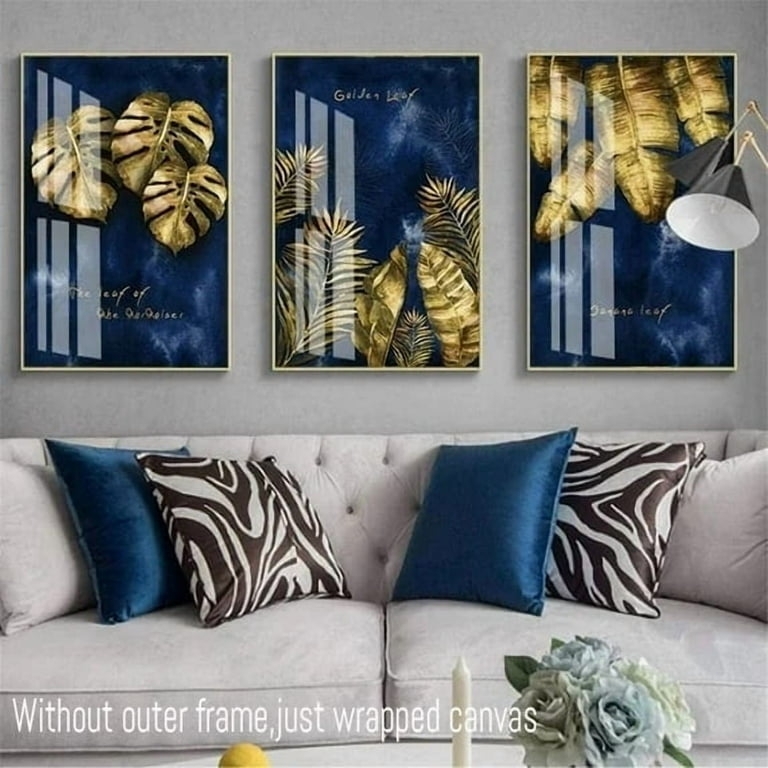 Wall Art Set: Three Piece Botanical Leaf Motifs on Canvas