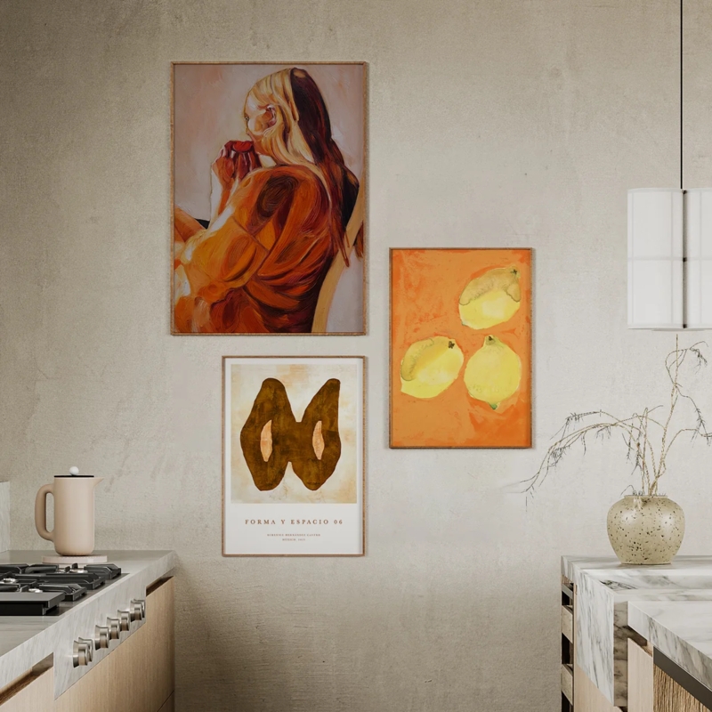 Wall Art Set: Warm Color Palette, Coordinated Three-Piece