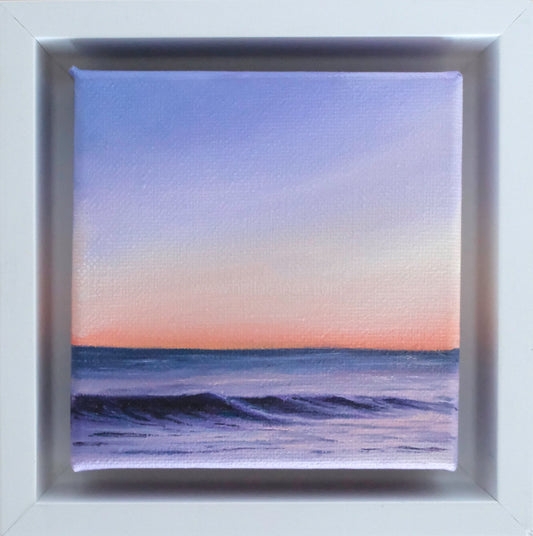 Wall Art Shadow Box Frame Lavender Horizon Coastal Sunset Minimalist.