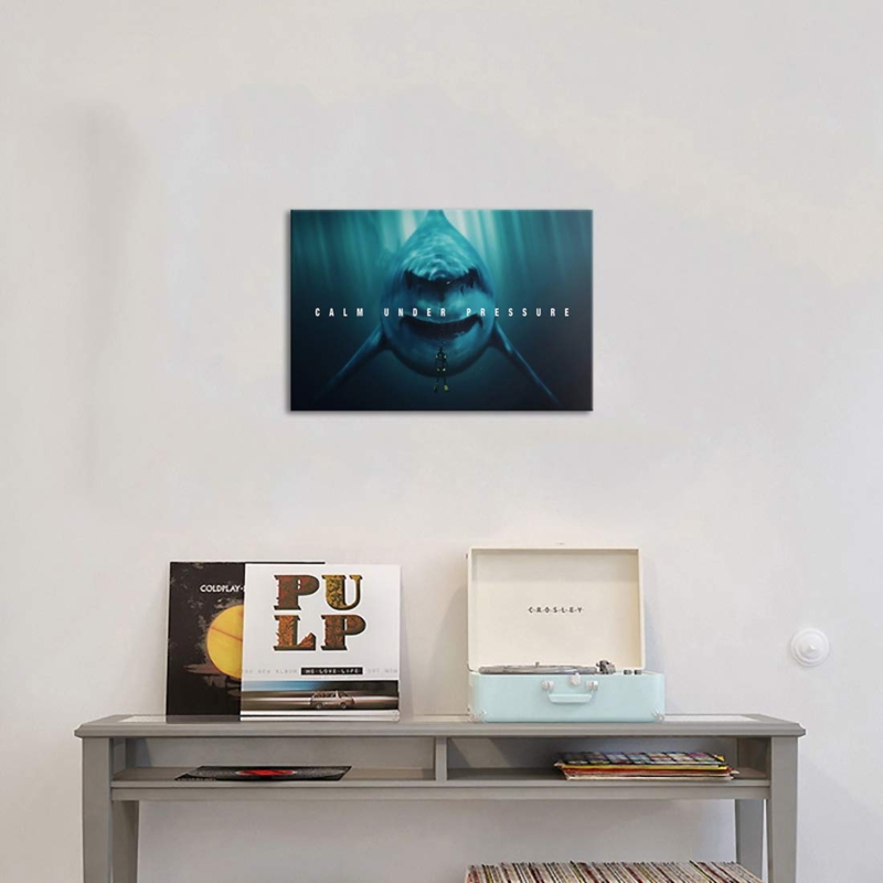 Wall Art Shark Graphic Motivational Text Calm Under Pressure Gallery