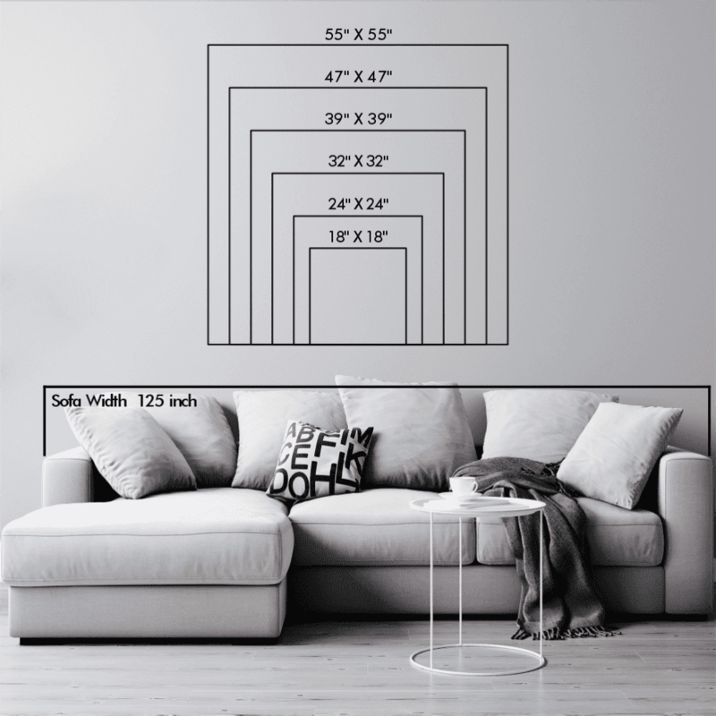 Wall Art Size Chart: Proportional Scaling for Square Frames over Sofa