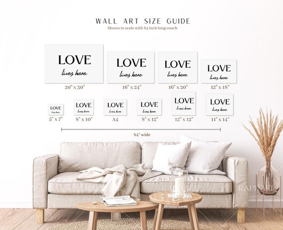 Wall Art Size Guide Horizontal Landscape Sofa Scale Comparison