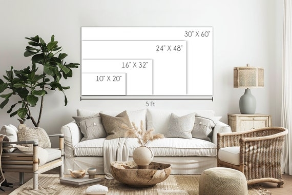 Wall Art Sizing Guide Annotated Dimensions Living Room Graphic