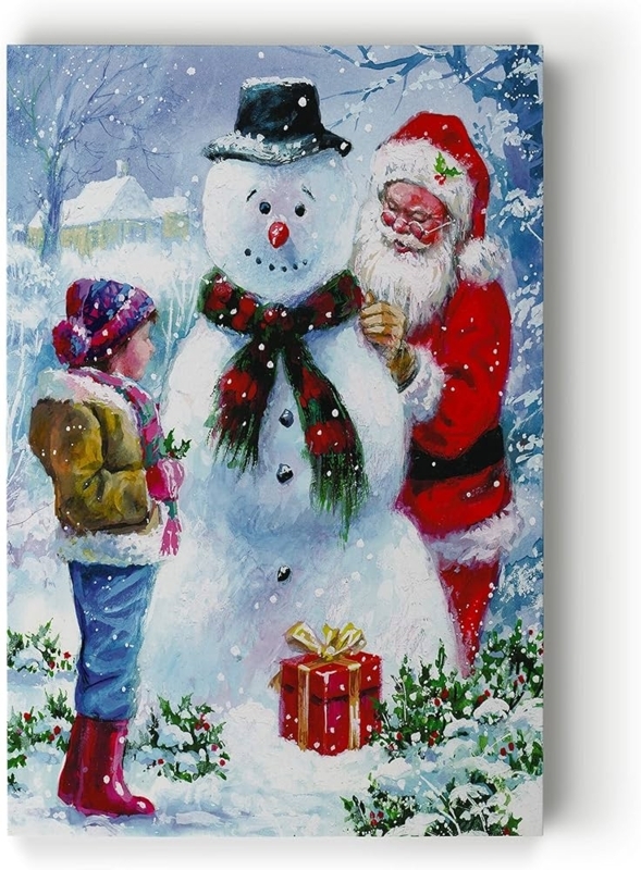 Wall Art, Snowman Illustration, Painterly, Festive Winter Snowman Decor