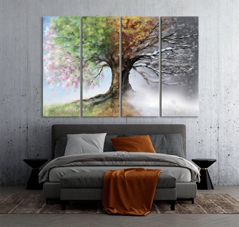 Wall Art Split Canvas Display Abstract Detailing Industrial Bedroom Decor