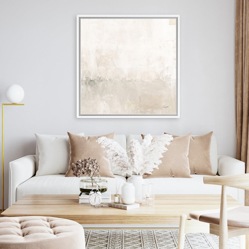 Wall Art Square Float Frame Neutral Abstract Living Room Art