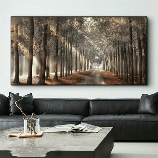 Wall Art Sunbeam Forest Imagery Sepia Tone Oversized Canvas Print