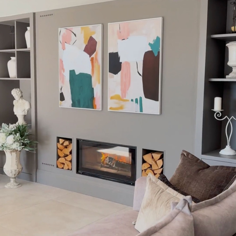 Wall Art Symmetrical Display Transitional Abstract Canvas Grey Walls