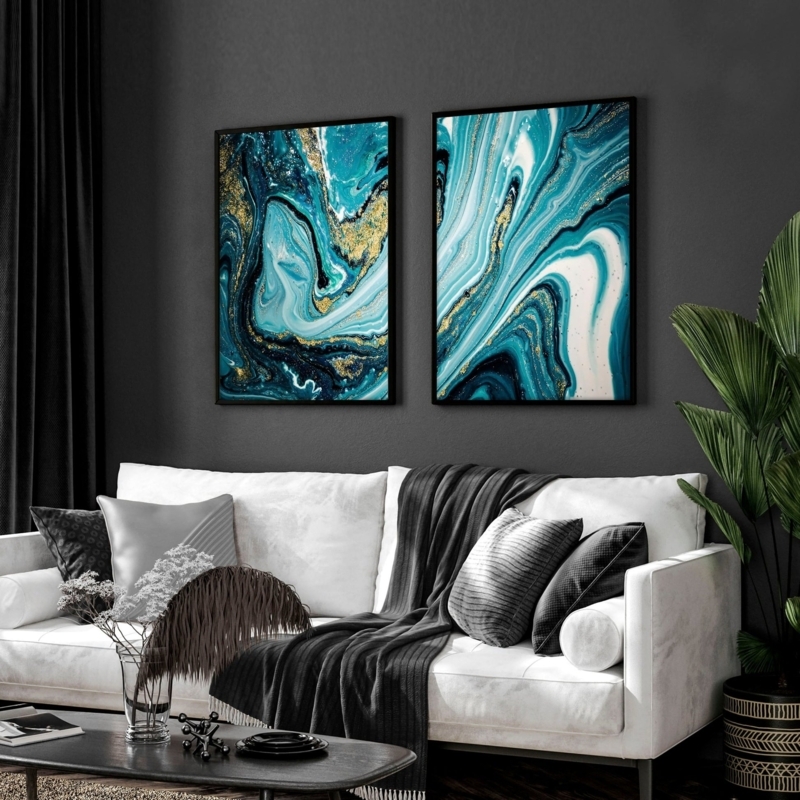 Wall Art: Teal Swirl Pattern Marbled Prints for Moody Interiors (68)